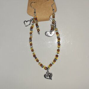 Handmade Beaded Bracelet and Earrings